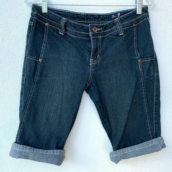 Seven 7‎ Women's Shorts Size 27 Denim Cuffed Zip Up - Picture 1 of 10